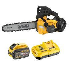 DeWalt 54V XR felső fogantyús 35cm láncfűrész 9Ah akku + töltő + ajándék 9Ah akkumulátor-(részletek a leírásban)